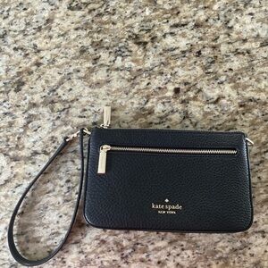 Kate Spade Black Pebbled Leather Wristlet